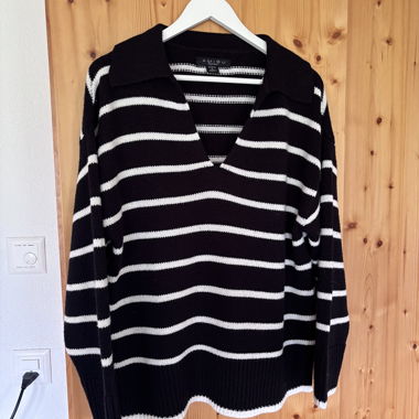 AMISU gestreifter Strickpullover L
