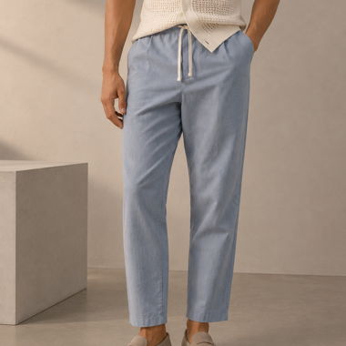 Pantalon en lin MNG - bleu indigo
