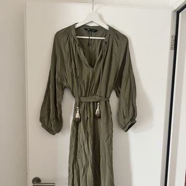 Zara Maxikleid in Khaki 