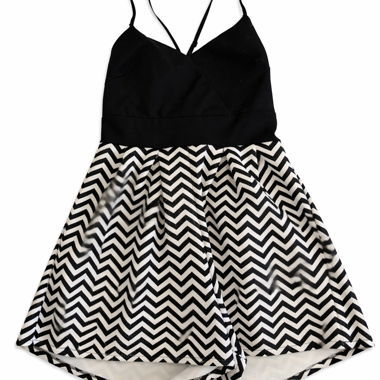 Black and white playsuit shorts set