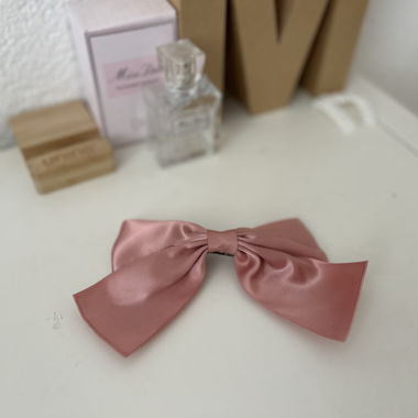 Barrette cheveux nœud en satin rose