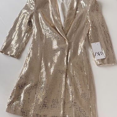 Gold Sequin Blazer Dress by Zara