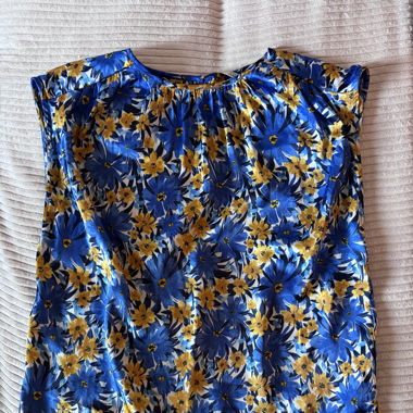 Blue/ yellow floral satin tank top