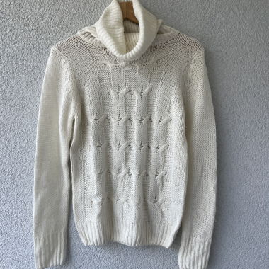 Pull à col roulé blanc