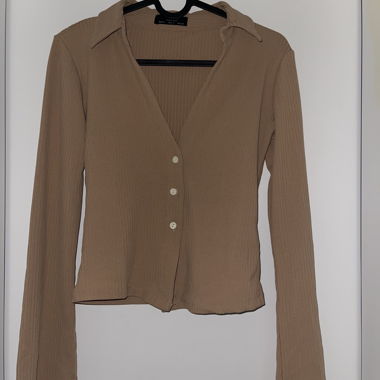 Bershka Long-Sleeve Top with Collar