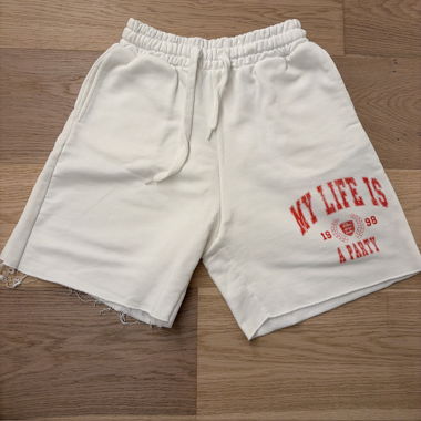 White graphic sweat shorts