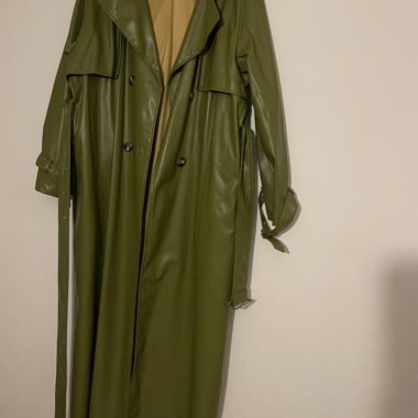Olive green trench coat