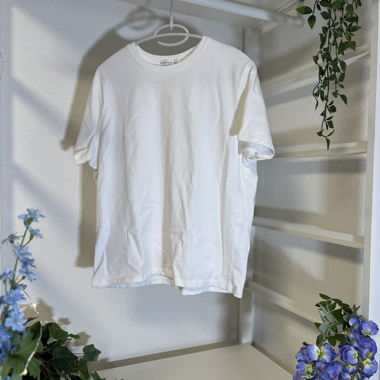 Weisses Basic-T-Shirt im Skater-Look – S