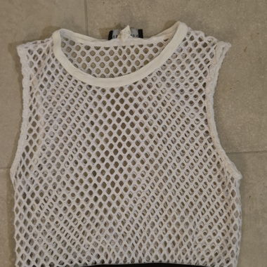 White Mesh Crop Top