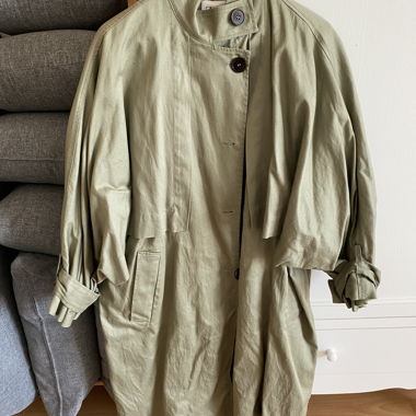 Olive green trench coat