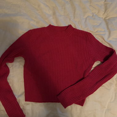 Pull côtelé rouge