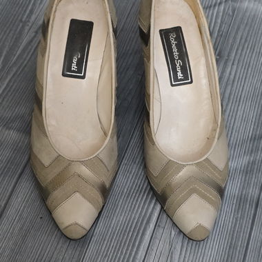ROBERTO SANTI Echtleder Pumps - 37 - Beige / Gold