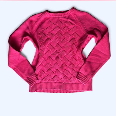 Red cableknit sweater cotton (S/M)