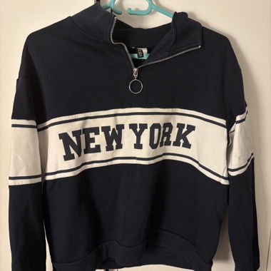 Felpa mezza zip blu navy