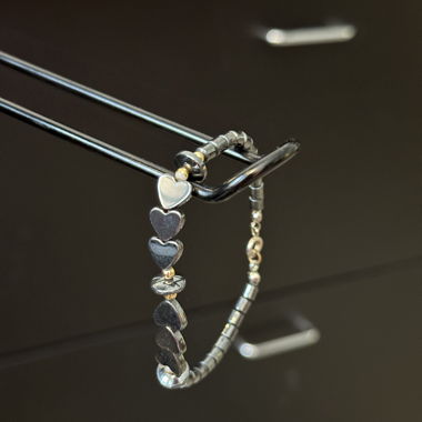 Bracelet perlé cœur en onyx