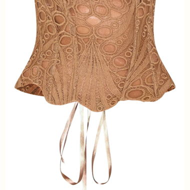 PLT Korsett Beige texturiertes transparentes Blumen-Spitzen-Korsett Grösse 6