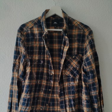 Chemise à carreaux tacheté jaune et bleu