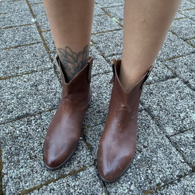 Brown leather boots