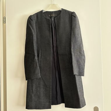 ZARA BASIC Charcoal Coat - Size XS