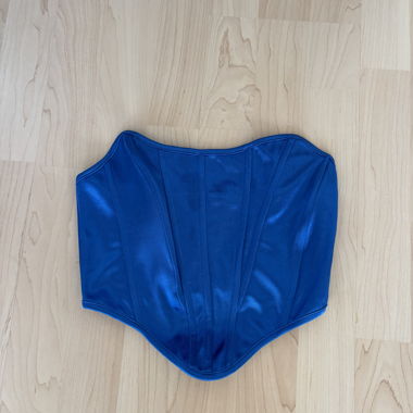 Blue satin corset