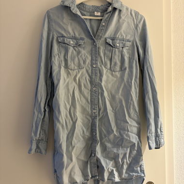 Light blue denim shirt dress