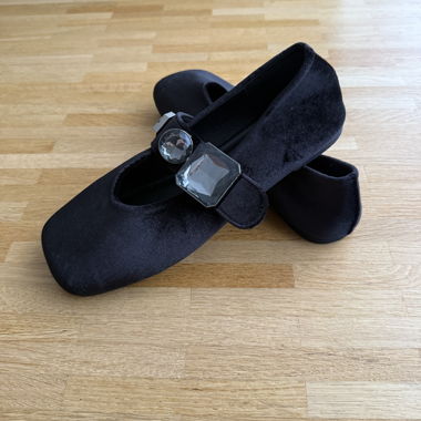 Ballerine in velluto nero con strass, Tg. 40