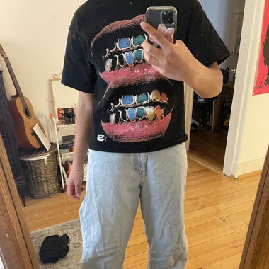 clear blue baggy jeans 