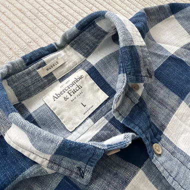 Blue-White Checked Long-Sleeve Shirt