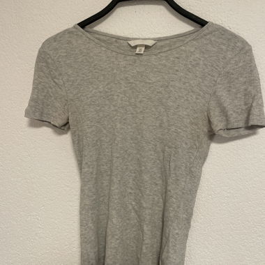 T-shirt côtelé gris chiné