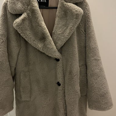 Cappotto Teddy Zara beige/grigio