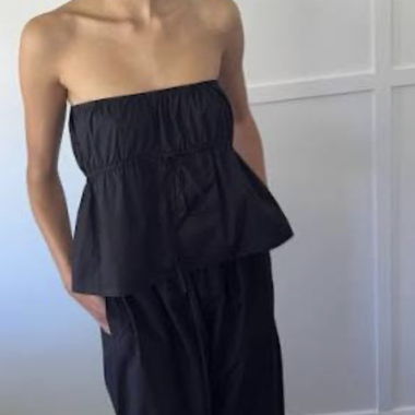 Deiji Studios Cotton Strapless black top