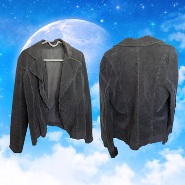 Schwarzer, ausgefranster Blazer