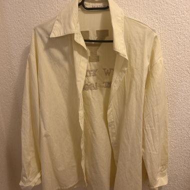 Striped Blouse with Embroidered Print