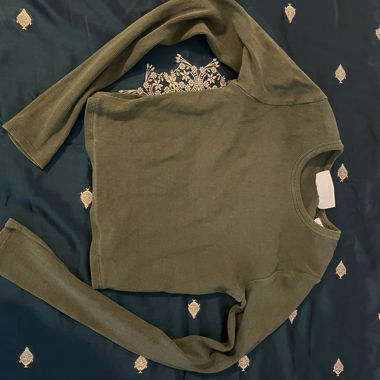 Khaki Ribbed Longsleeve Top
