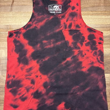 Red-black tank top with chest pocket