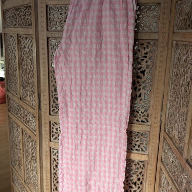 Pantaloni a quadri rosa Pieces, taglia M