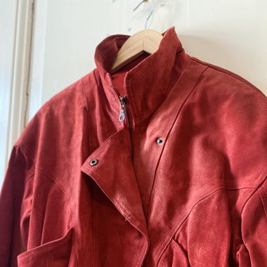 Wildleder Jacke rot Vintage Suede