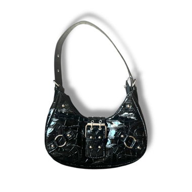 schwarze Schultertasche