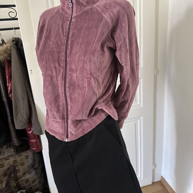 Pink zip-up velvet jacket