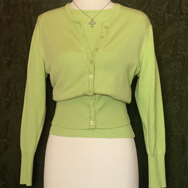 Set abbinato con cardigan e top verde limone