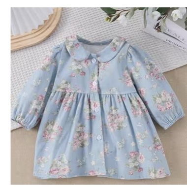 Vestito bambina floreale azzurro