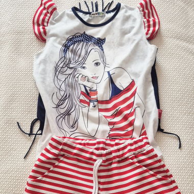 Red/Deep Navy and White Kids Set