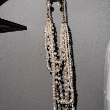 Pearl Tassel Earrings and necklace 