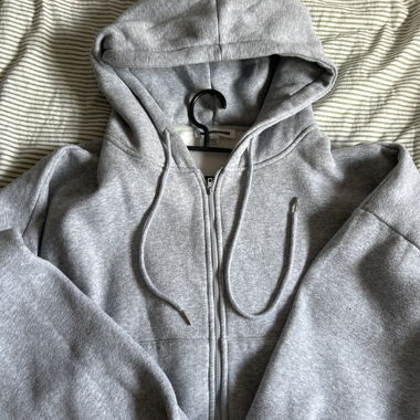 Hoodie zippé gris oversized 
