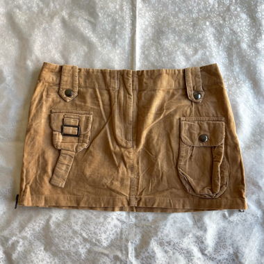 “Coastal” zipper/pocket detail corduroy mini skirt