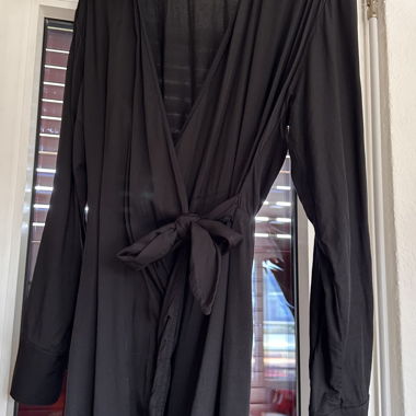 Black Satin Wrap Dress