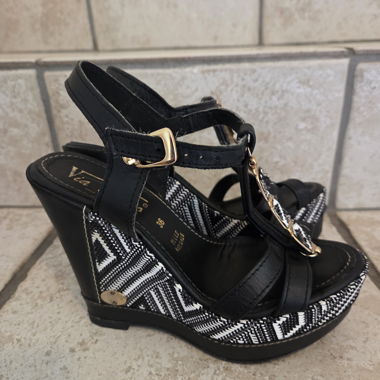 Black Wedge Sandals