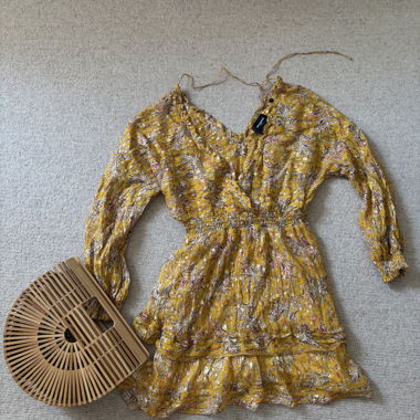 The Kooples yellow floral silk mini dress