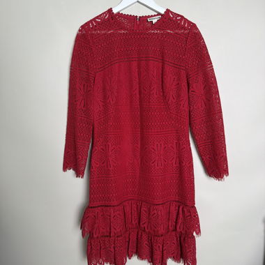 Red lace mini dress