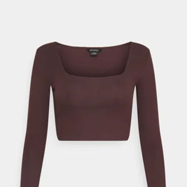 Monki Langarmshirt (bauchfrei) - dark purple